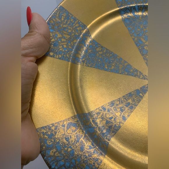 Michael Wainwright Sandra Baccus Gold/Turquoise Salad Plates - Picture 4 of 10